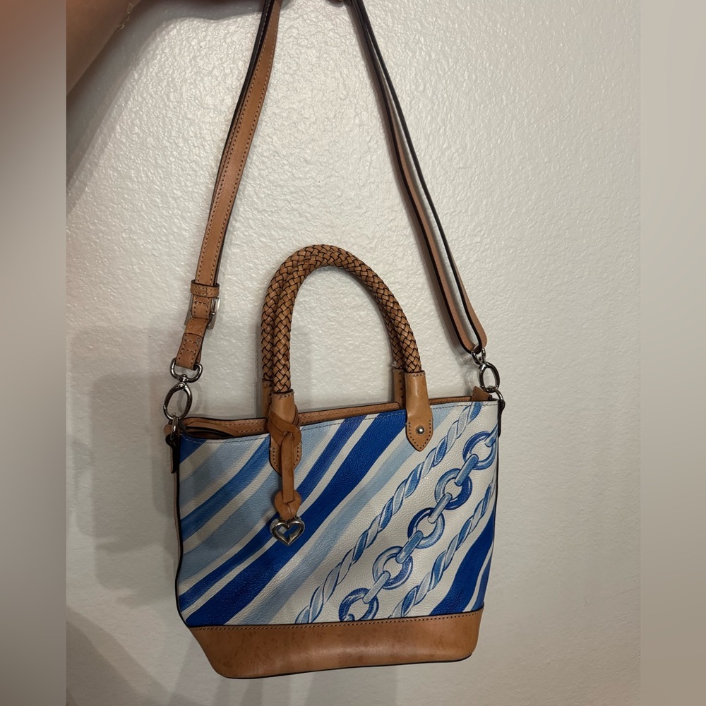 Brighton cruise port small leather purse. Blue and white leather crossbody